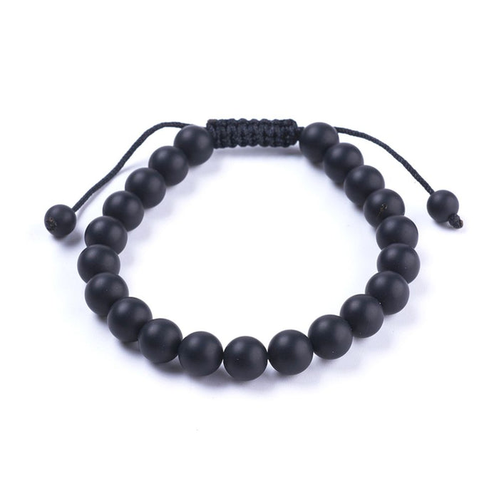 Premium Natural Men's Black Agate Bracelet