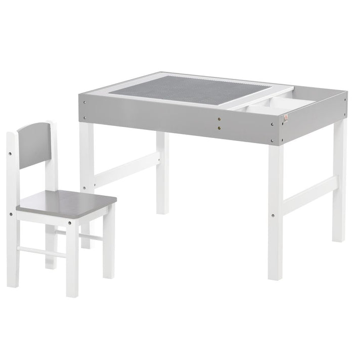 Kids Table and Chair Set Toddler Desk and Chair Set w/ Storage - Grey