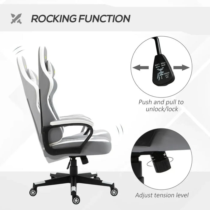 Revolutionary Racing Gaming Chair: Lumbar Support, Headrest, Grey White - Buy with Confidence!