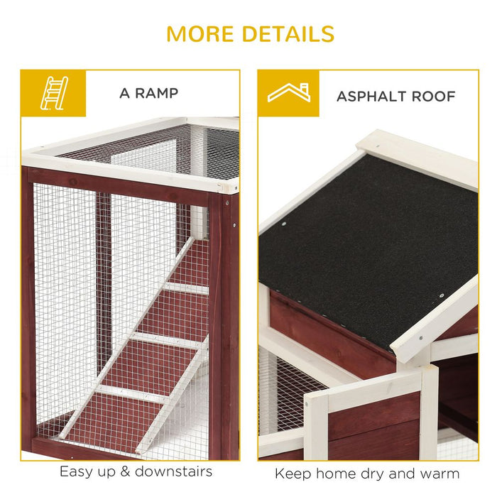 Premium 122cm Rabbit Hutch - Wooden Habitat w/ Tray & Ramp - Ideal for Small Animals - Top Quality