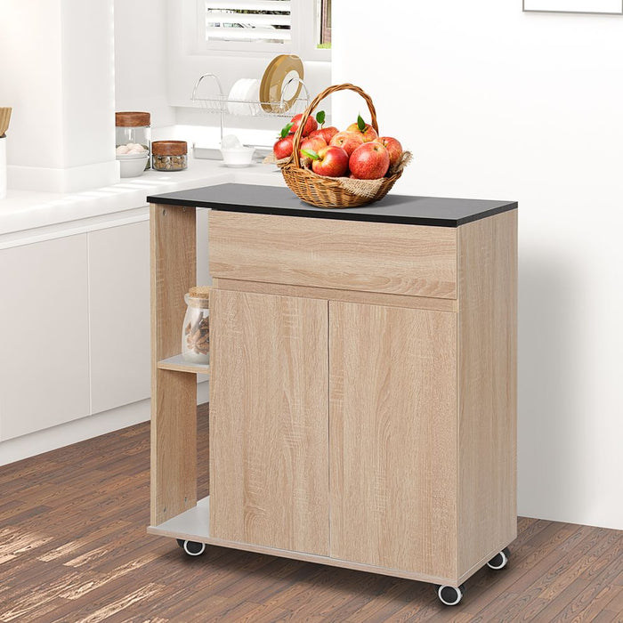 Kitchen Storage Trolley Cart Cupboard Rolling Island Shelves Cabinet Wheels