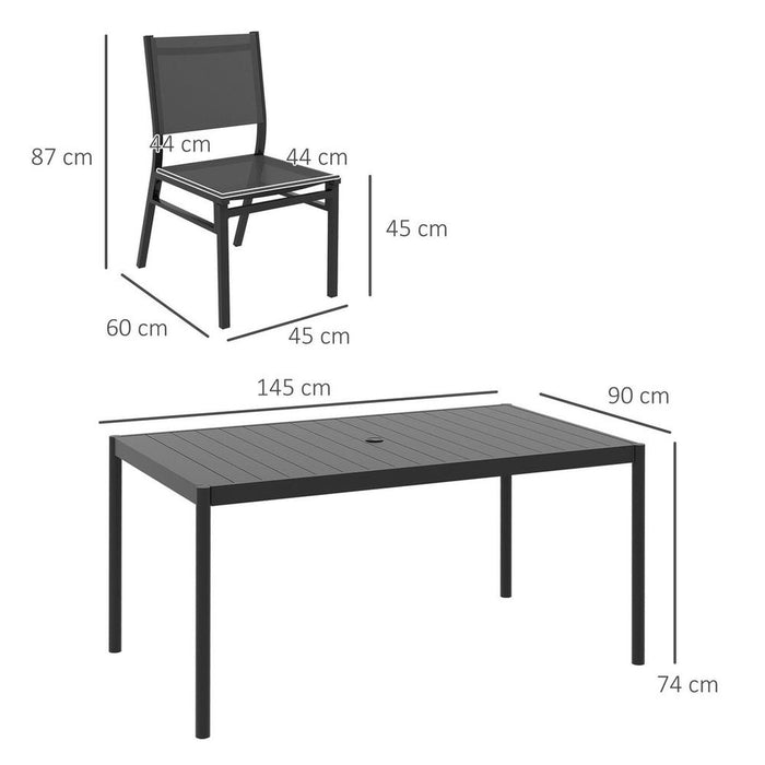 Outsunny 7 Piece Garden Dining Set - Breathable Mesh Seats, Aluminium Top