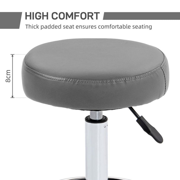 Vinsetto Round PU leather Salon Beautician Stool Adjustable Height, Grey