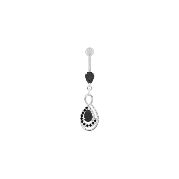 Tear Drop CZ with Fusion Infinity Dangling Belly Button Ring