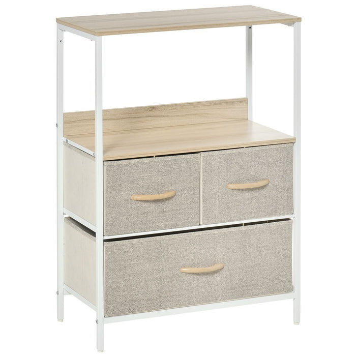 3 Drawer Storage Chest Unit Home w/ Shelves Home Living Bedroom White HOMCOM