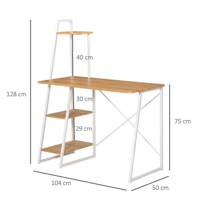 HOMCOM Home Office Computer Desk Study Writing Table with 3-Tier Storage Shelves