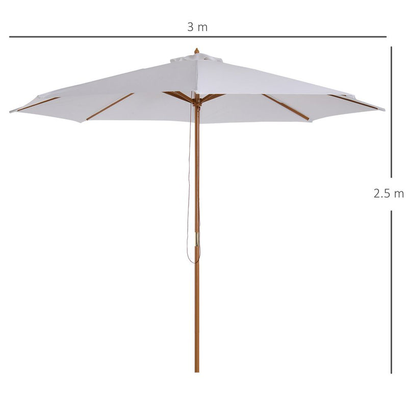High-Quality 10'x8.2'H Bamboo Wooden Round Market Patio Umbrella - Sun & Rain Protection