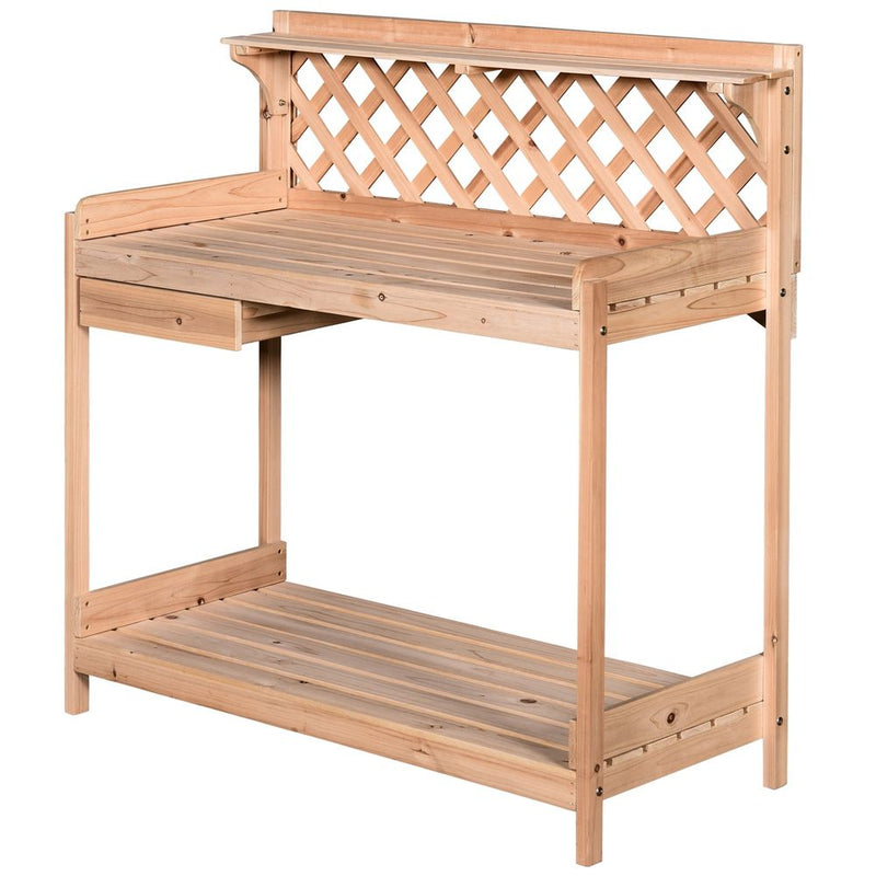 Fir Wood Outdoor Potting Table: Spacious, Storage, Durable. Perfect for Garden, Greenhouse. Tools Included.