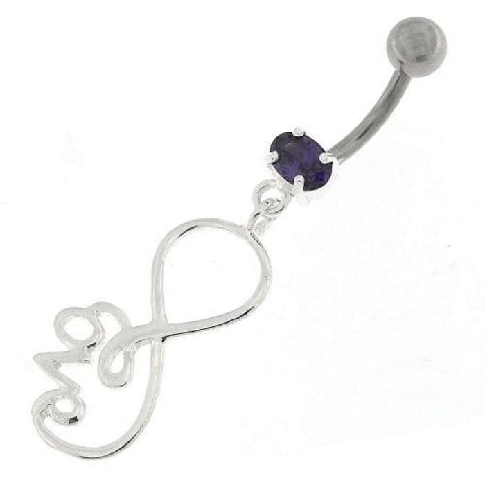 Infinity Love 925 Sterling Silver Belly Button Piercing