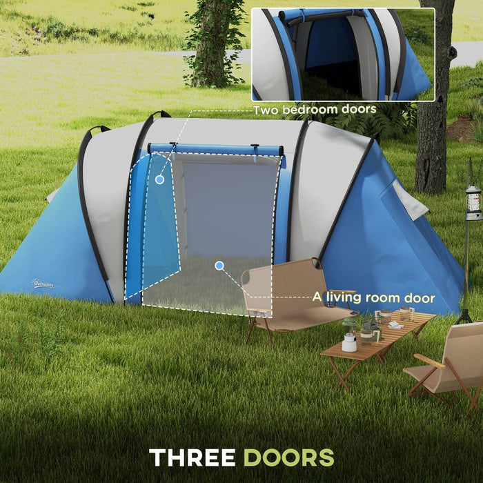 Outsunny 2 Bedroom Camping Tent with Living Area, 3000mm Waterproof