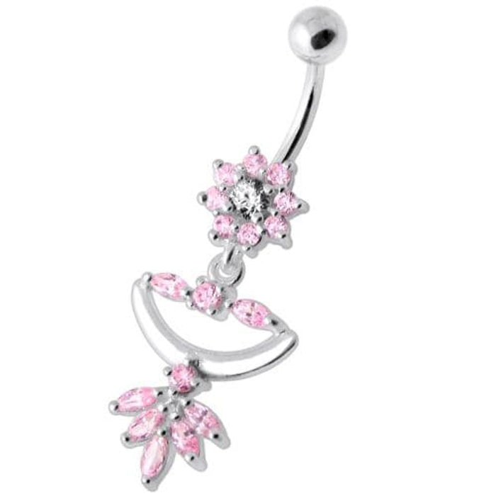 Flower Jeweled Chandelier Navel Ring