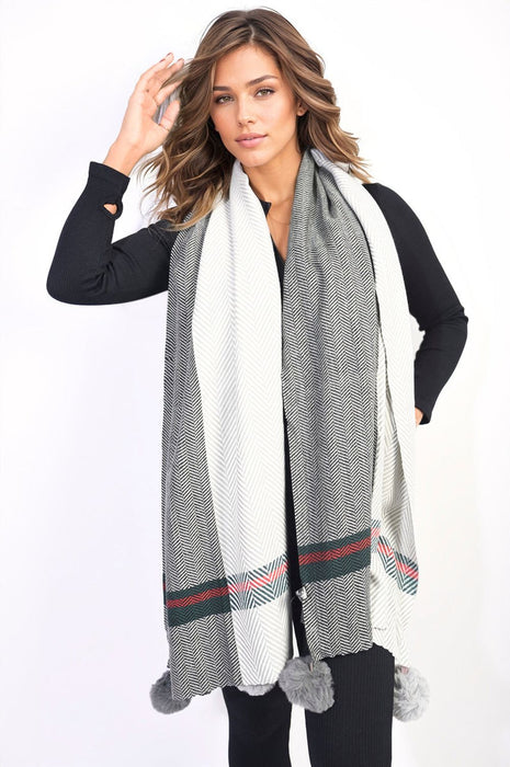 Cozy & Chic: Avah Striped Pompom Tassel Winter Scarf