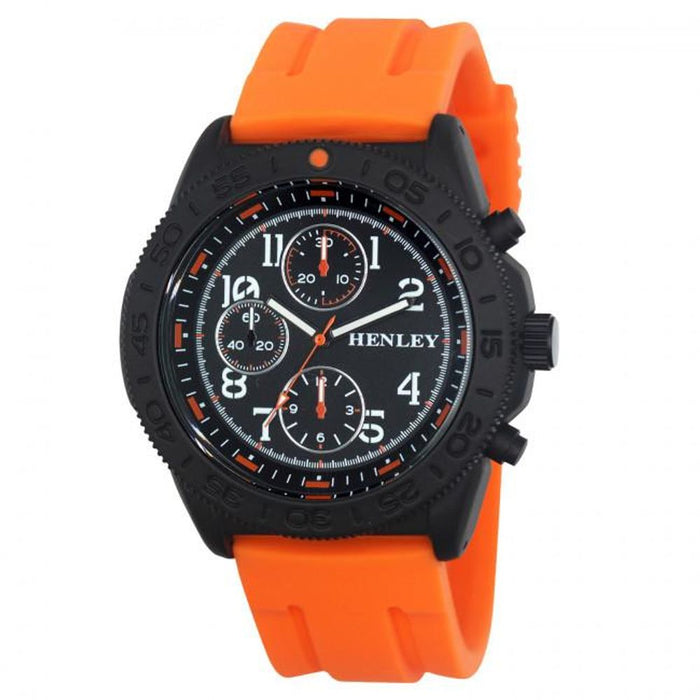 Henley Mens Multi Eye Black Dial Orange Sports Watch - High Quality & Stylish - H02218.8