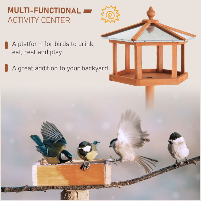 Wooden Bird Table Free Standing Bird Feeder Parrot Stand for Garden, Patio