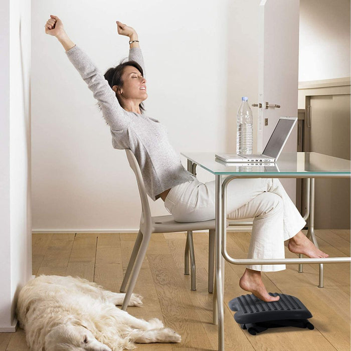 Adjustable Massage Footrest | 3 Position Tilting & Comfort | Home Office Black