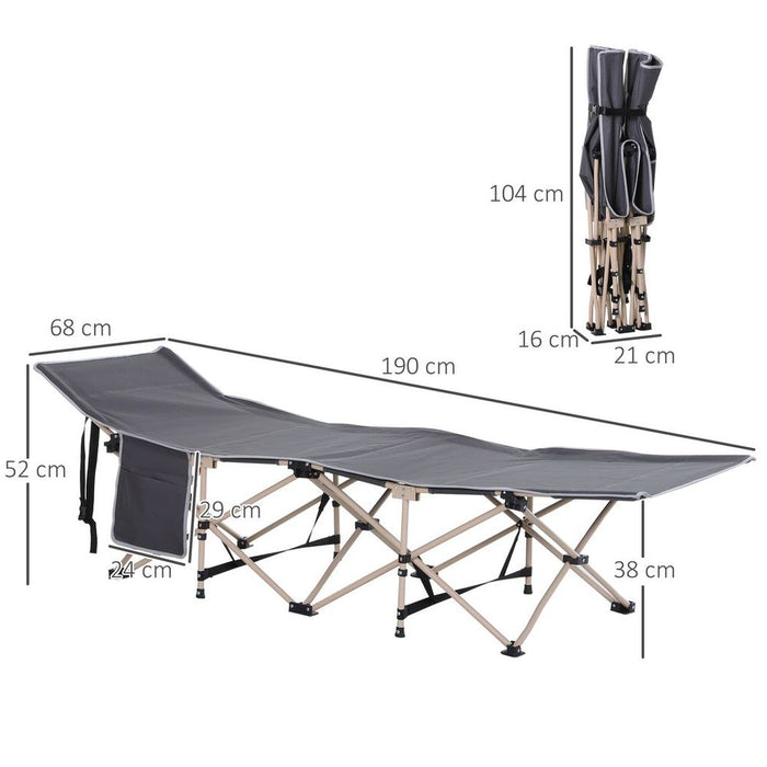 Outsunny Military Sleeping Cot - Portable, Durable, and Comfortable for Outdoor Camping - Grey