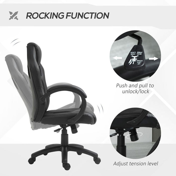 Premium Swivel Gaming Chair - Adjustable Height, 360° Swivel, PU Leather - Black