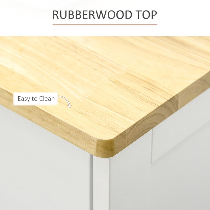 Premium Rubberwood Sideboard - White, Buffet Drawers, Adjustable Shelves - High Quality Storage Solution