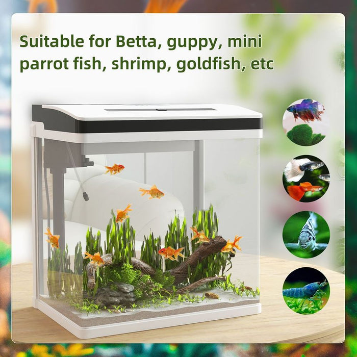 PawHut 28L Glass Fish Tank, Filter, LED Lighting