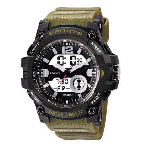 Ravel Mens Ana-Digi Dual time 5ATM Sports Khaki Digital Watch RDT.2B