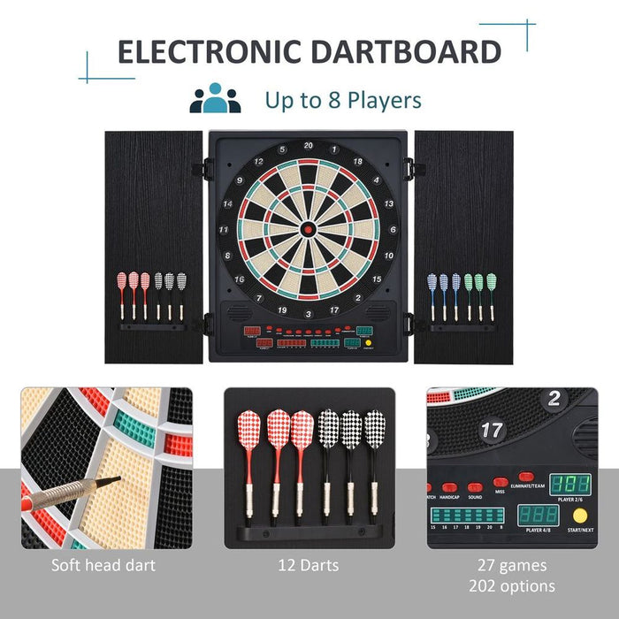 High-Quality Electronic Dartboard - LED Score Board - 27 Games - Storage Cabinet