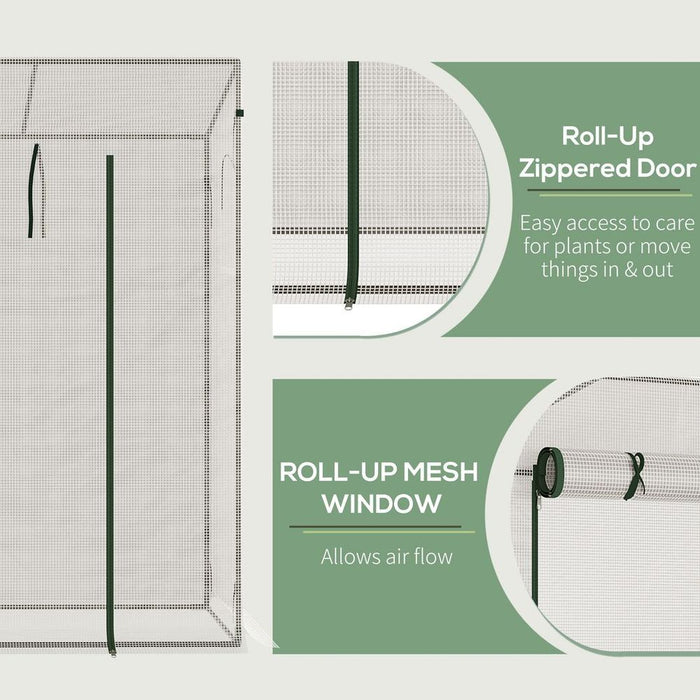 Outsunny Walk-in Garden Greenhouse | Steel Frame, Roll Up Door, Weatherproof, Portable | 200x76x168cm