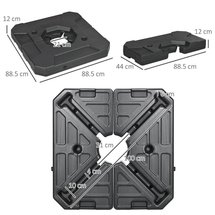 Premium Outsunny Umbrella Weights: 110kg Sand or 70kg Water Filled. Secure and Reliable Support for Cantilever Parasols