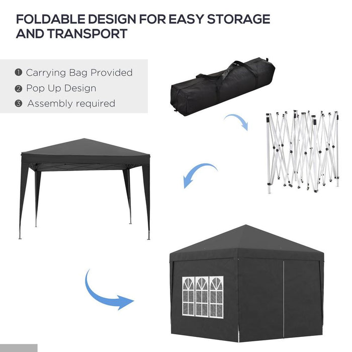 High-Quality 3x3m Pop Up Gazebo Party Tent Canopy - Black