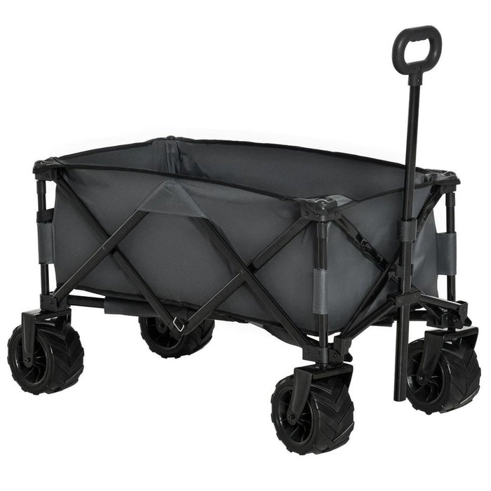 Outsunny Folding Cargo Wagon Beach Trailer - Dark Grey