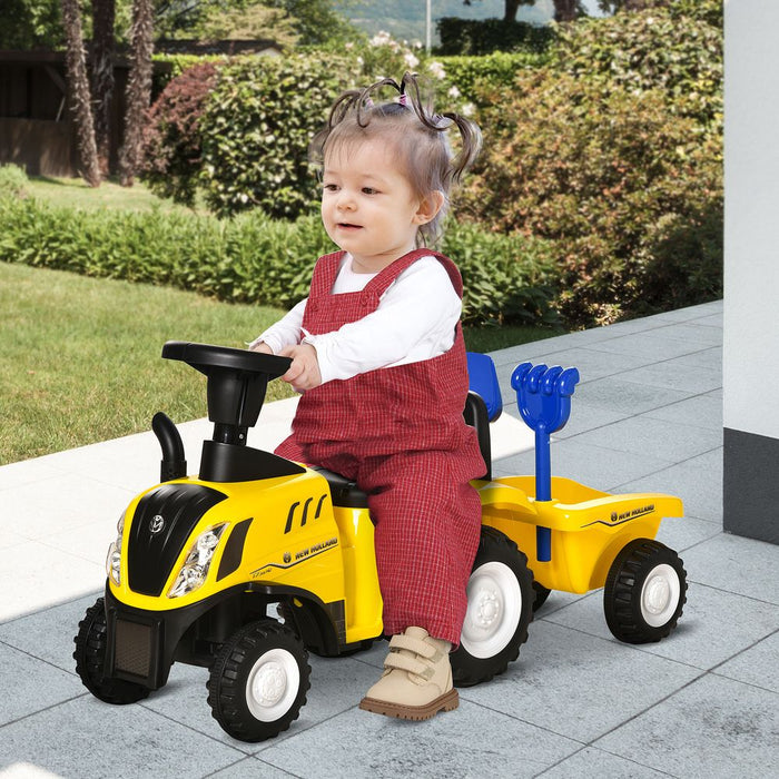 HOMCOM Ride On Tractor Toddler Walker Foot to Floor Slider w/Horn Storage Steering Wheel for 1-3 Years Old Yellow