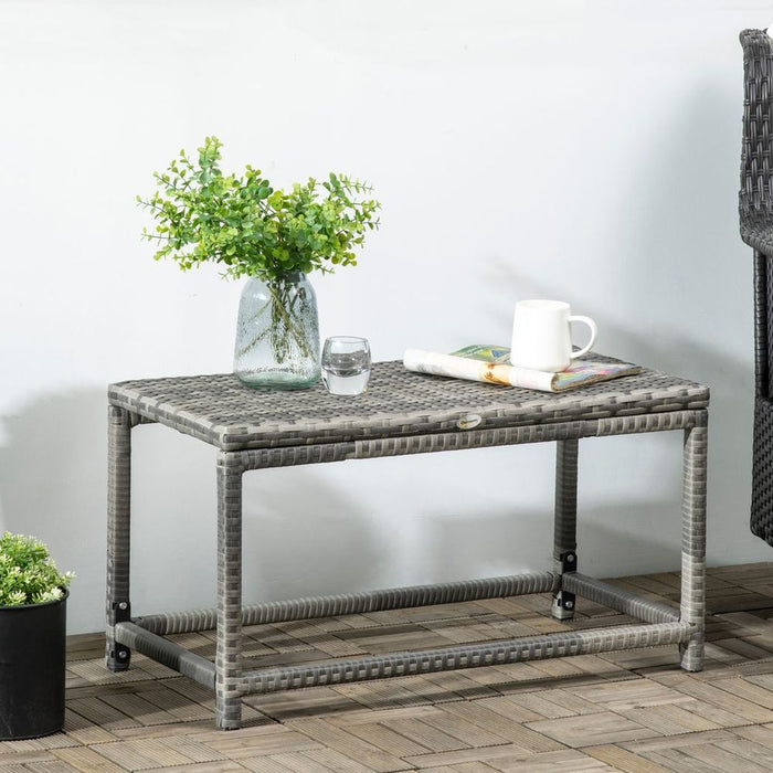 Premium Grey Outdoor Coffee Table - Durable Rattan Top, Sturdy Steel Frame, Spacious Design, Easy Assembly