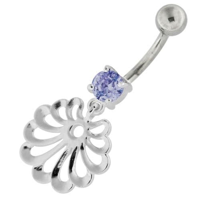 Fancy Jeweled Dangling Single Stone Belly Ring