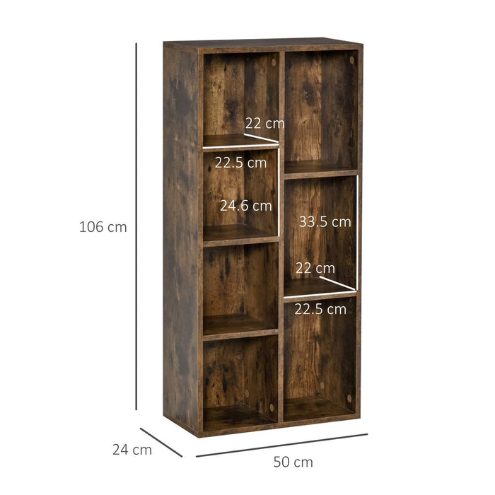 Rustic Brown Bookcase: Industrial Display Cabinet w/ Cube Storage - High Quality & Durable