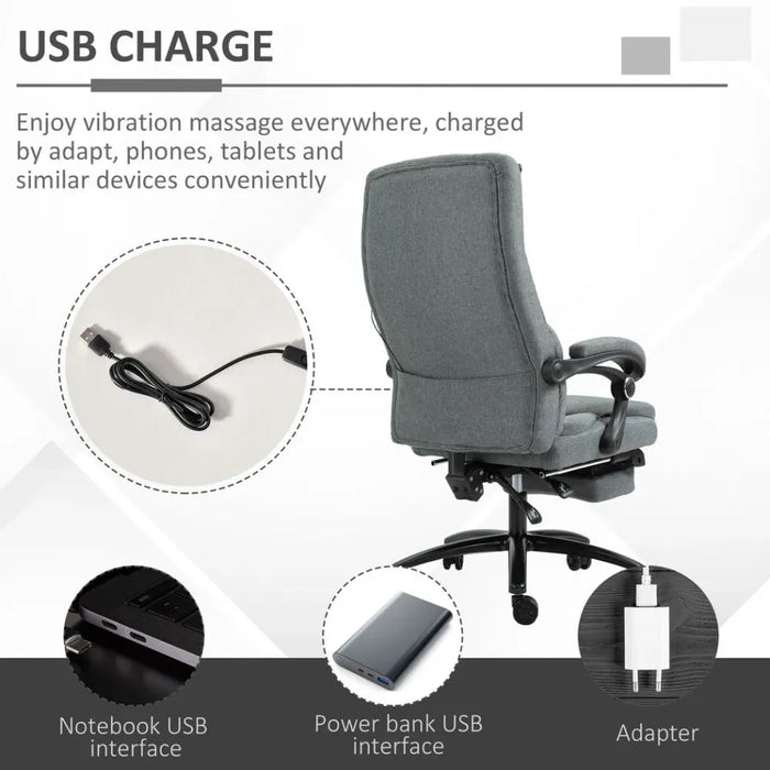 Vibrating Massage Office Chair: 360° Swivel, 2-Point Pillow, USB Power