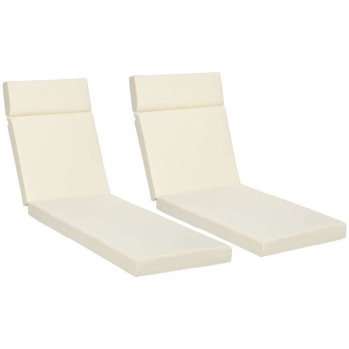 Set of 2 Lounger Cushions Deep Seat Patio Cushions with Ties White