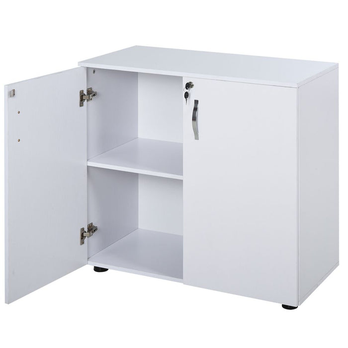 High-Quality 2-Tier Locking Office Storage Cabinet | Organize Files & Papers | White | HOMCOM