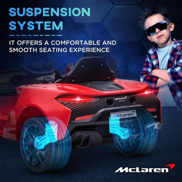 Mclaren Licensed 12V Electric Ride-On Car w/ Remote Control, Music - Red