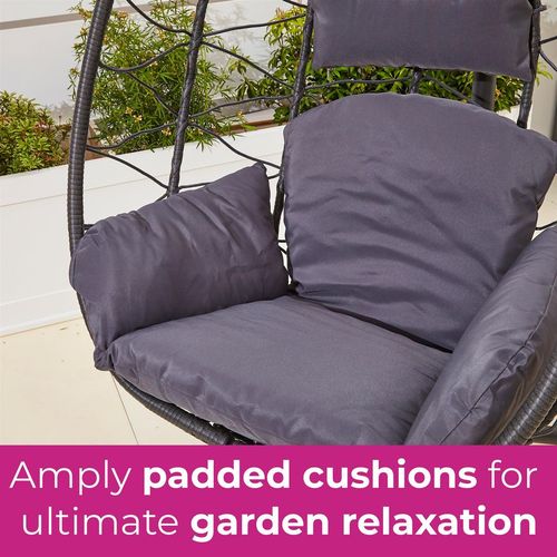 Neo Grey Garden Swing Hanging Egg Chair With Cushions