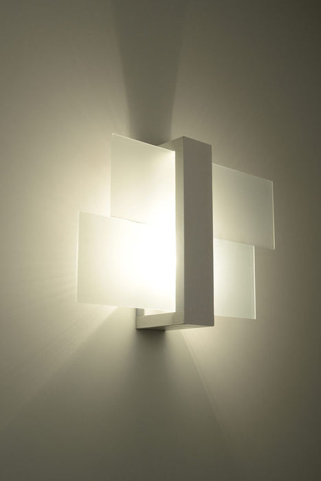 Scandinavian Design Wall Lamp - FENIKS 1-LED E27, White Wood/Glass