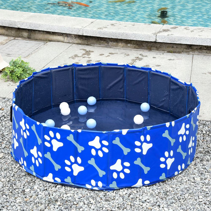 PawHut Foldable Dog Paddling Pool Pet Cat Swimming Pool Indoor/Outdoor Collapsible Bathing Tub Shower Tub Puppy Φ100 × 30H cm M Sized