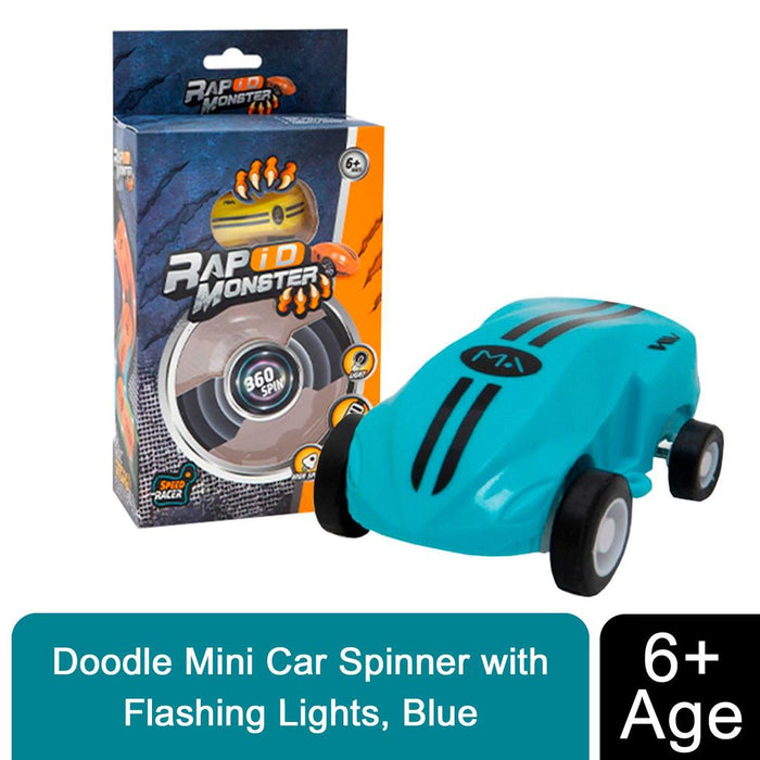 Doodle Mini Car Spinner, Flashing Lights, Blue