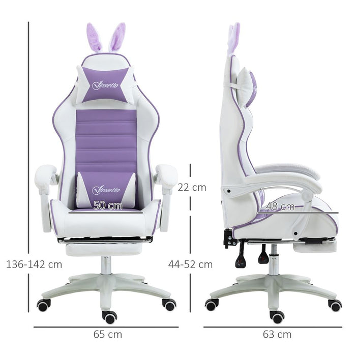 Vinsetto Gaming Chair | Footrest | Rabbit Ears | Purple