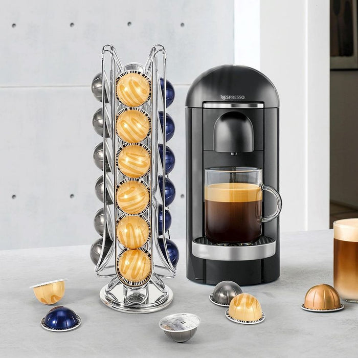 VINSANI CHROME 24 COFFEE POD STAND - Organize and Display your Flavors with this Sleek Holder!