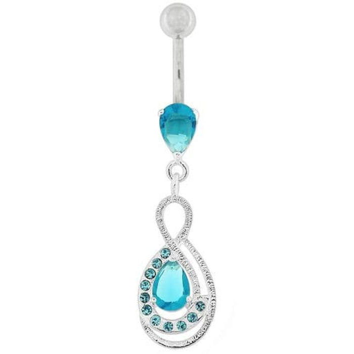 Tear Drop CZ with Fusion Infinity Dangling Belly Button Ring