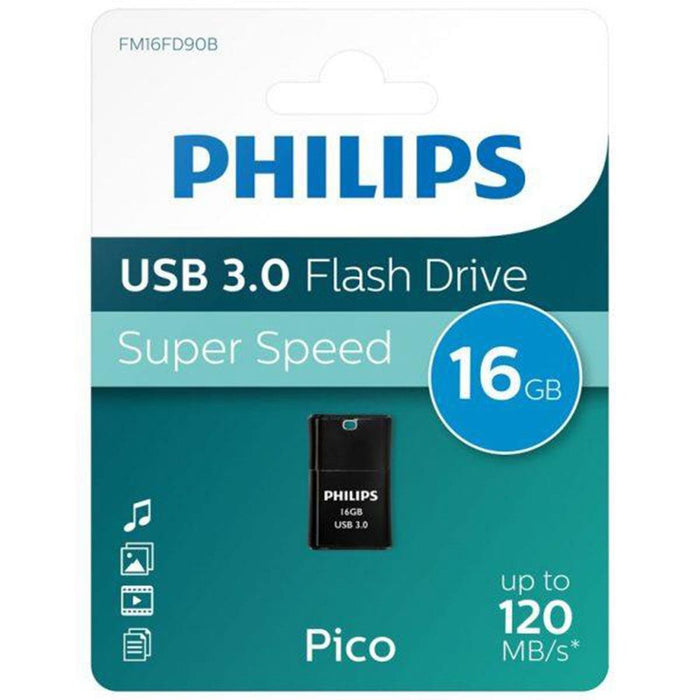 High-Speed Philips USB 3.0 Pico Flash Drive 16GB - Black