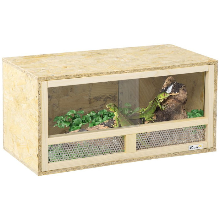 PawHut Reptile Terrarium w/ Transparent Sliding Doors, Breathable Mesh