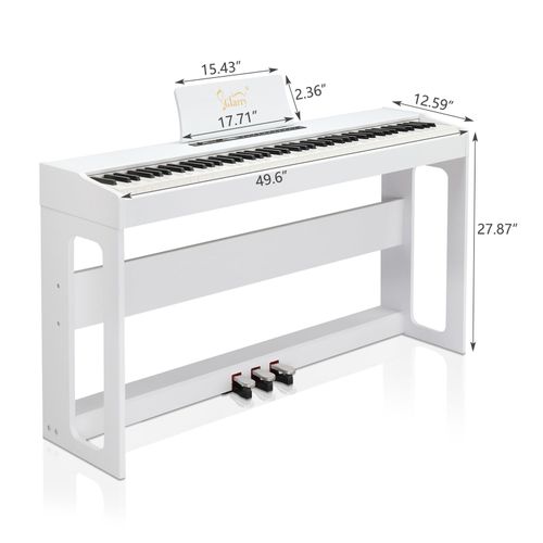 Glarry GDP-104 88 Keys Full Weighted Keyboards Digital Piano with Furniture Stand, Power Adapter, Triple Pedals, Headphone, for All Experience Levels White--Replace34914483