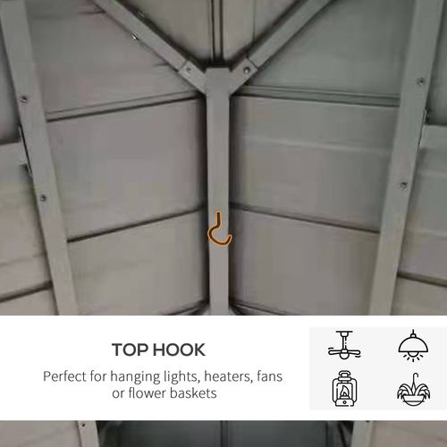 3.5 x 3.5m Aluminium Hardtop Gazebo Canopy 2-Tier Roof Grey