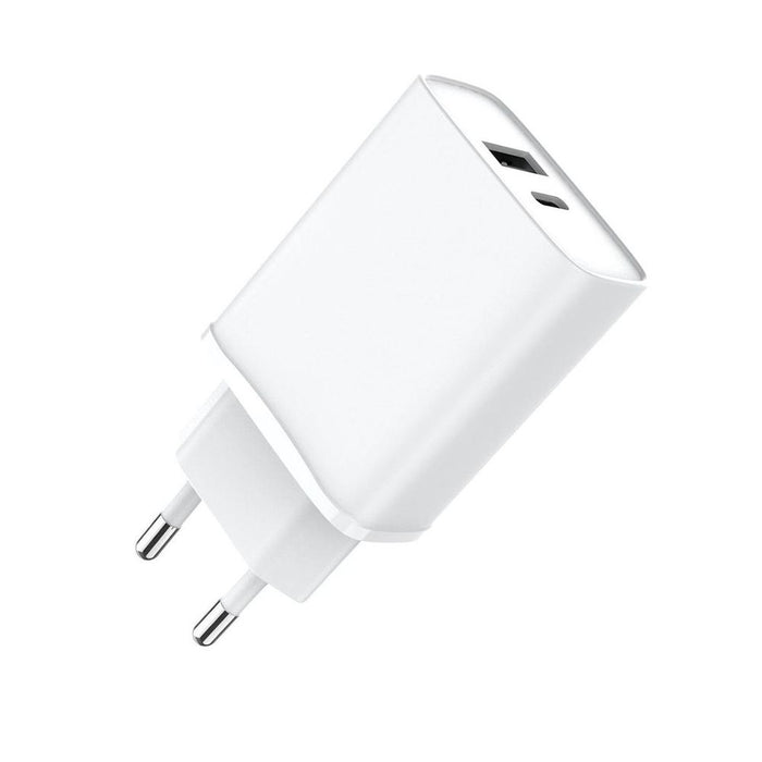 FX Dual EU Charger USB-C & USB-A, White - Compact, Portable & Travel-Friendly