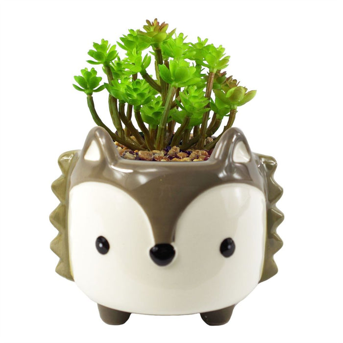 10cm Ceramic Grey Fox Planter